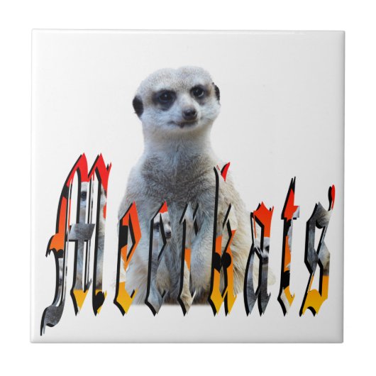 "Meerkats: Stehend stolz hinter dem Namen" Fliese (Vorderseite)