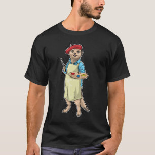 Meerkatzenmaler-Pinselmalerei T-Shirt