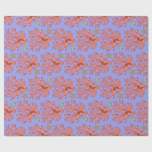 Meerkorallen und Dollar Thema an der Küste Geschenkpapier (Flach)