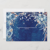 Meerpferd Aquarell Muscheln Strand Ozeanorange Save The Date (Rückseite)