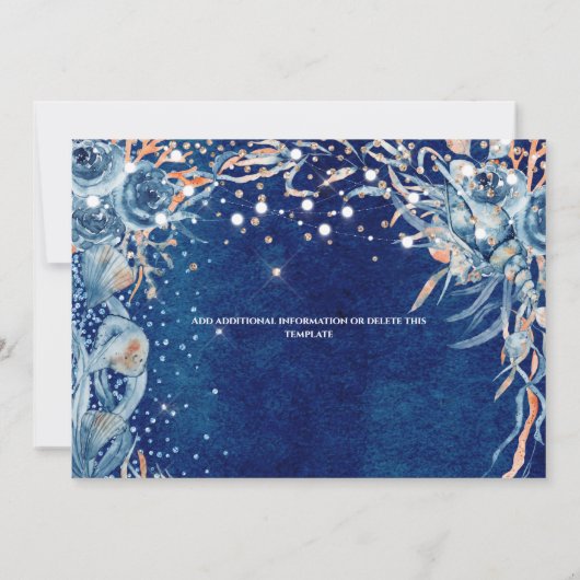 Meerpferd Aquarell Muscheln Strand Ozeanorange Save The Date (Rückseite)