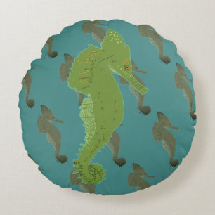 Meerpferd, Fisch Art Round cushed Rundes Kissen