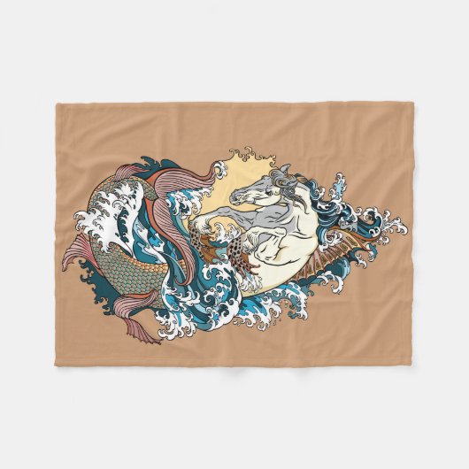 Meerpferd Fleecedecke (Vorderseite (Horizontal))