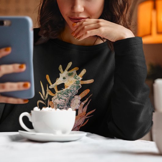 Meerpferd mit Bouquet-Blätter Sweatshirt