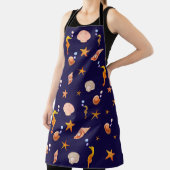 Meerpferde, Muscheln und Perlen auf marineblauen Schürze (InSitu)