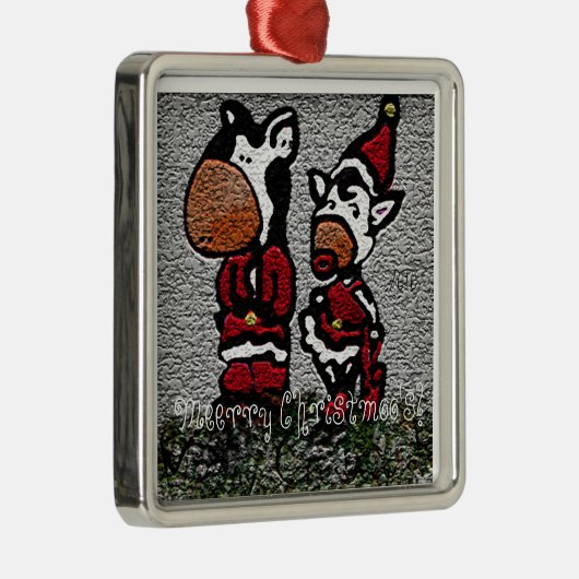 Meerry Christmoos! Silbernes Ornament (Rechts)