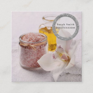 Meersalz-Orchideen-Spa-Blumenmassage-Aromatherapie Quadratische Visitenkarte