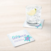 Meerschildkröte Whimsy Aquarell Babydusche Unterse Rechteckiger Pappuntersetzer (Vor Ort)