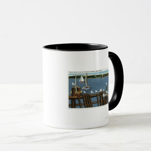 Meerschlösser und Segelboote am Ufer Tasse (VorderseiteRechts)