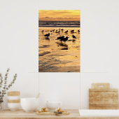 Meerschluchten am Strand bei Sonnenuntergang Poster (Küche)