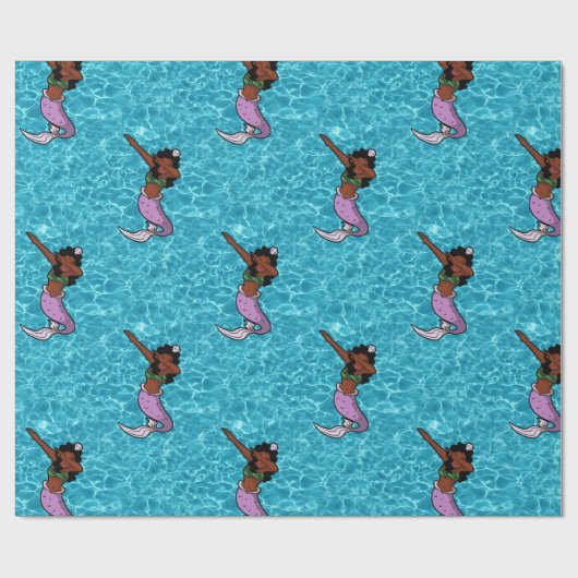 Meerschwarzer Ding-Meerjungfrau Geschenkpapier (Flach)