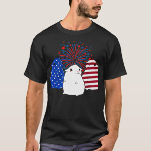 Meerschweinchen Amerikanische Flagge 4. Juli Feuer T-Shirt