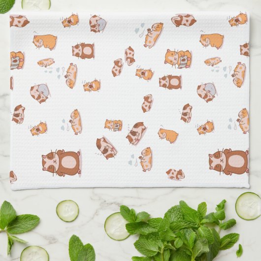 Meerschweinchen Armee niedliches Pattern Geschirrtuch (Gefaltet)