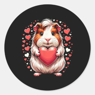 Meerschweinchen hält Herz Valentinstag Cute Vale Runder Aufkleber