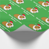 Meerschweinchen im Weihnachtsmannmütze-Namen Geschenkpapier (Ecke)