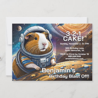 Meerschweinchen im Weltraum, Countdown zum Kuchen- Einladung