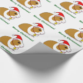Meerschweinchen in der Weihnachtsmannmütze Geschenkpapier (Ecke)
