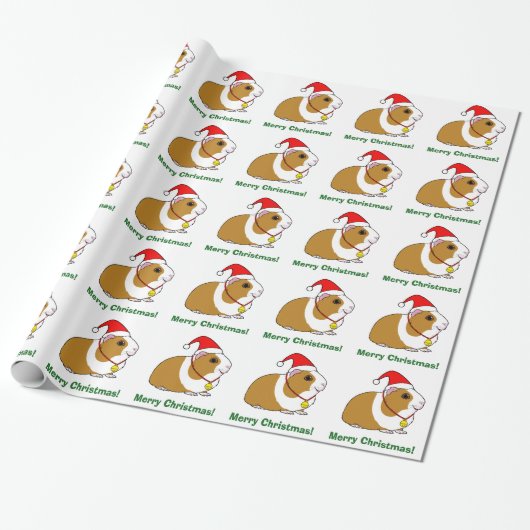Meerschweinchen in der Weihnachtsmannmütze Geschenkpapier (Ungerollt)