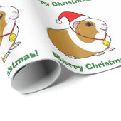 Meerschweinchen in der Weihnachtsmannmütze Geschenkpapier (Rolleneckpunkt)