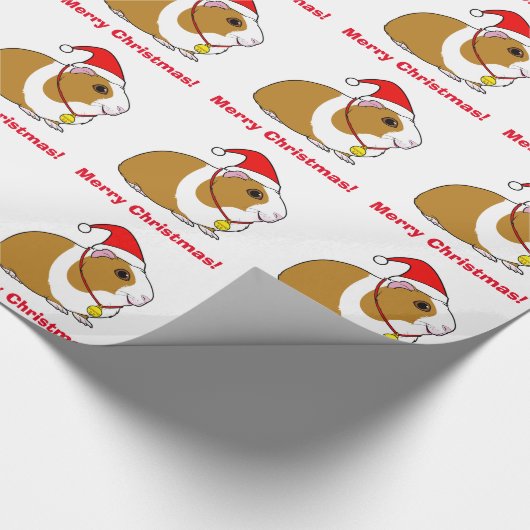 Meerschweinchen in der Weihnachtsmannmütze Geschenkpapier (Ecke)