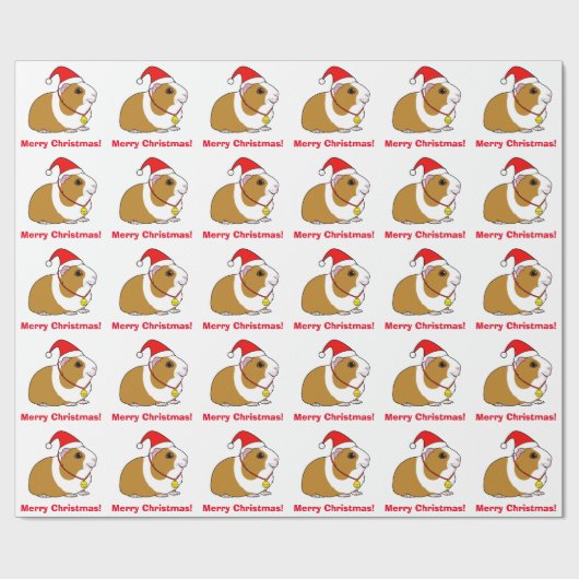 Meerschweinchen in der Weihnachtsmannmütze Geschenkpapier (Flach)