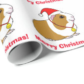 Meerschweinchen in der Weihnachtsmannmütze Geschenkpapier (Rolleneckpunkt)