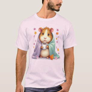 Meerschweinchen in einer Decke Herbst-Kirschblüten T-Shirt