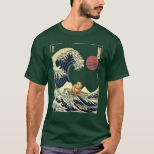 Meerschweinchen Kanagawa Japanische Surf-Welle ret T-Shirt