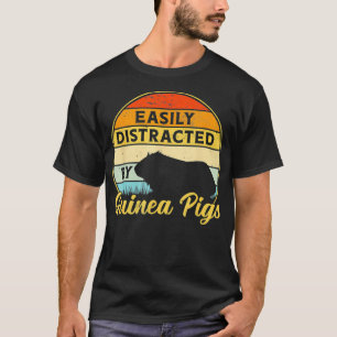 Meerschweinchen leicht abgelenkt Retro-Sonnenunter T-Shirt
