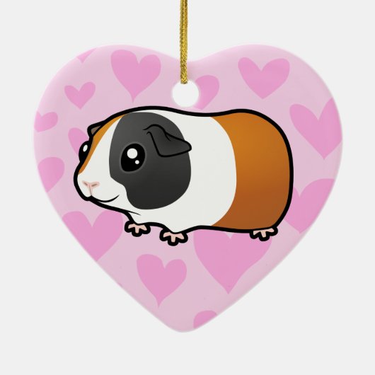 Meerschweinchen-Liebe (glattes Haar) Keramik Ornament (Hinten)