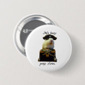 Meerschweinchen-lustiger Pirat Button (Vorne & Hinten)