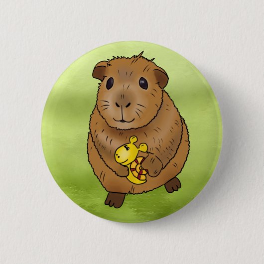 Meerschweinchen mit Schnecke Button (Vorderseite)
