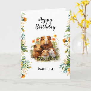 Meerschweinchen Ringelblumen Personalisierte Gebur Karte