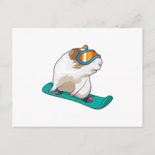 Meerschweinchen Snowboarder Snowboard Postkarte