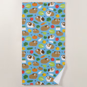 Meerschweinchen und ihr Leckerei-nahtloses Muster Strandtuch (Vorderseite)
