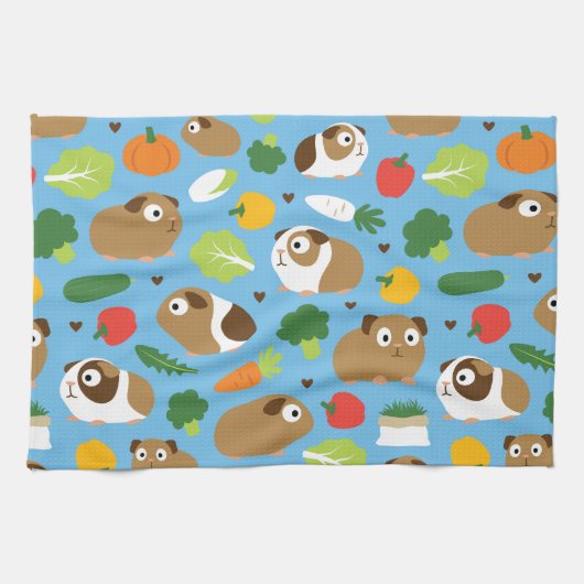 Meerschweinchen und ihre Leckereien Geschirrtuch (Horizontal)