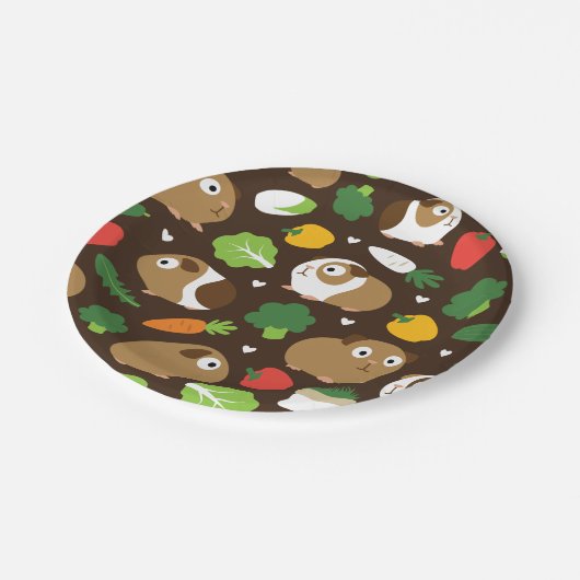 Meerschweinchen und ihre Leckereien Pappteller (Schrägansicht)