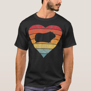 Meerschweinchen Vintage Herz Retro Sonnenuntergang T-Shirt