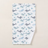 Meerwal-Muster mit Seestern, Muschel, Blase b Badhandtuch Set (Handtuch)