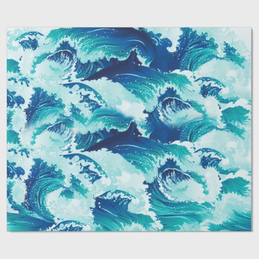 Meerwasser- oder Meereswellen-Design Geschenkpapier (Flach)