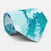Meerwasser- oder Meereswellen-Design Krawatte (Gerollt)