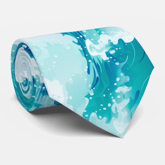 Meerwasser- oder Meereswellen-Design Krawatte (Gerollt)
