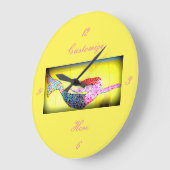 Meerwasser-Rosa-Mosaikschwimmen Große Wanduhr (Winkel)