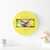 Meerwasser-Rosa-Mosaikschwimmen Große Wanduhr (Zuhause)