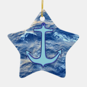 Meerwasseranker Blauer Keramikornament