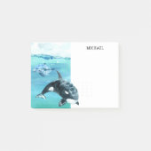 Meerwasserfarbe Orca Dolphin Personalisiert Post-it Klebezettel (Vorderseite)