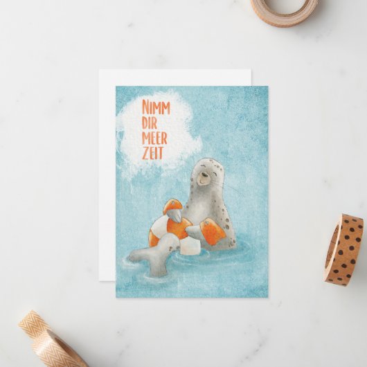 MEERZEIT kleine Auszeit für dich Grußkarte Mitteilungskarte (Vorderseite/Rückseite Beispiel)