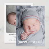 Meet Baby Foto Birth Ankündigung (Vorne/Hinten)