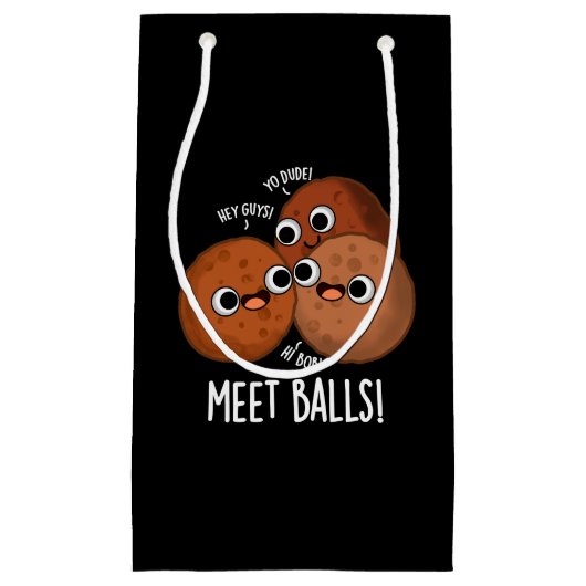 Meet Balls Funny Social Meatball Pun Dark BG Kleine Geschenktüte (Vorderseite)