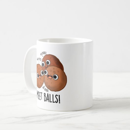 Meet Balls Funny Social Meatball Pun Kaffeetasse (Vorderseite Links)